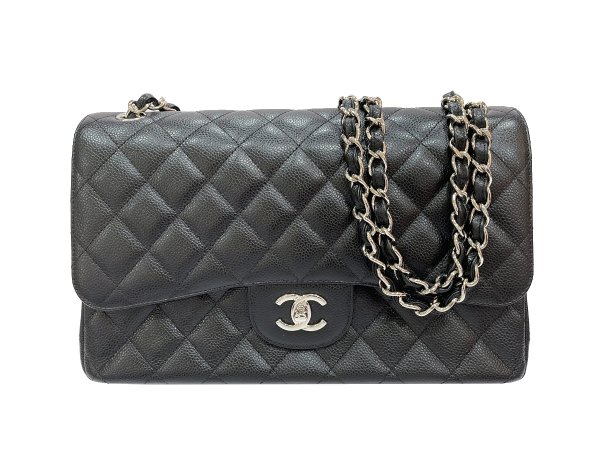 画像1: 【新品同様品】CHANEL シャネル A58600 マトラッセ 30 チェーンショルダー キャビアスキン ブラック シルバー金具 Wフラップ 23番台 中古 ハンドバッグ デカマトラッセ ダブルフラップ レディース 女性用 黒 ブランド レザー 希少 レア プレゼント ギフト バック (1)
