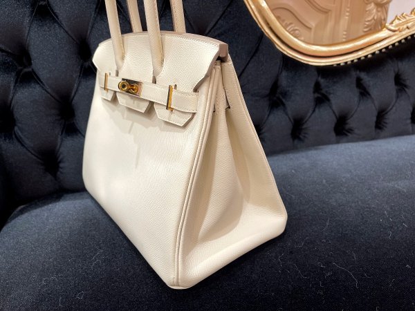 画像6: 【美品】HERMES エルメスバーキン 30 ヴォーエプソン クレ ゴールド金具 Y刻印 ベージュ 中古 ハンドバッグ トートバッグ レディース 女性用 ブランド オフホワイト アイボリー 本革 レザー カーフ 希少 レア プレゼント ギフト バック (6)
