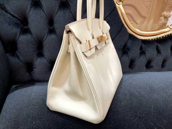 画像7: 【美品】HERMES エルメスバーキン 30 ヴォーエプソン クレ ゴールド金具 Y刻印 ベージュ 中古 ハンドバッグ トートバッグ レディース 女性用 ブランド オフホワイト アイボリー 本革 レザー カーフ 希少 レア プレゼント ギフト バック (7)