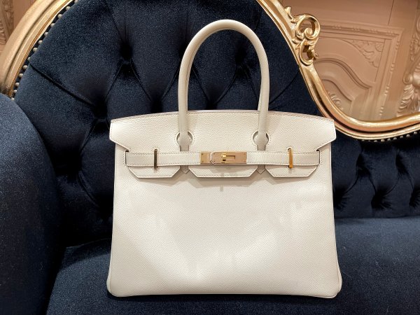 画像3: 【美品】HERMES エルメスバーキン 30 ヴォーエプソン クレ ゴールド金具 Y刻印 ベージュ 中古 ハンドバッグ トートバッグ レディース 女性用 ブランド オフホワイト アイボリー 本革 レザー カーフ 希少 レア プレゼント ギフト バック (3)
