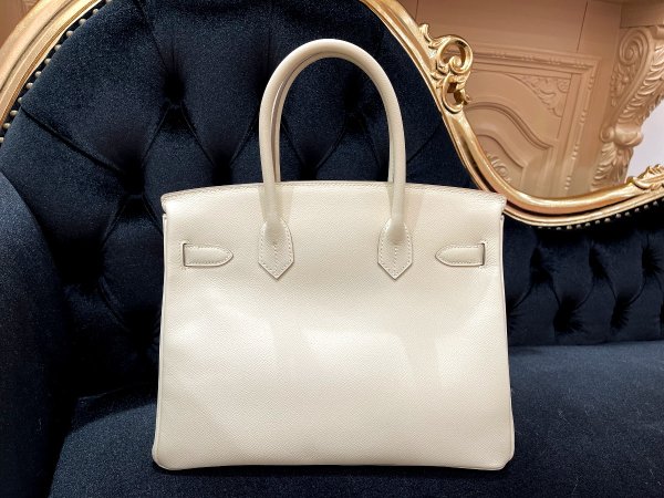 画像2: 【美品】HERMES エルメスバーキン 30 ヴォーエプソン クレ ゴールド金具 Y刻印 ベージュ 中古 ハンドバッグ トートバッグ レディース 女性用 ブランド オフホワイト アイボリー 本革 レザー カーフ 希少 レア プレゼント ギフト バック (2)