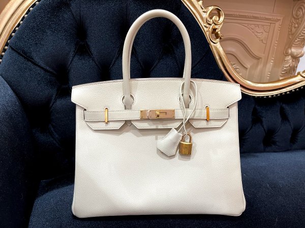 画像1: 【美品】HERMES エルメスバーキン 30 ヴォーエプソン クレ ゴールド金具 Y刻印 ベージュ 中古 ハンドバッグ トートバッグ レディース 女性用 ブランド オフホワイト アイボリー 本革 レザー カーフ 希少 レア プレゼント ギフト バック (1)