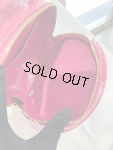 画像7: 【中古】CHANEL シャネル ココマーク ラウンドバニティ パテントレザー（エナメル）ピンク×ブラック ゴールド金具 ヴィンテージ ハンドバッグ 化粧用ポーチ レディース 女性用 ブランド 本革 希少 レア バック (7)